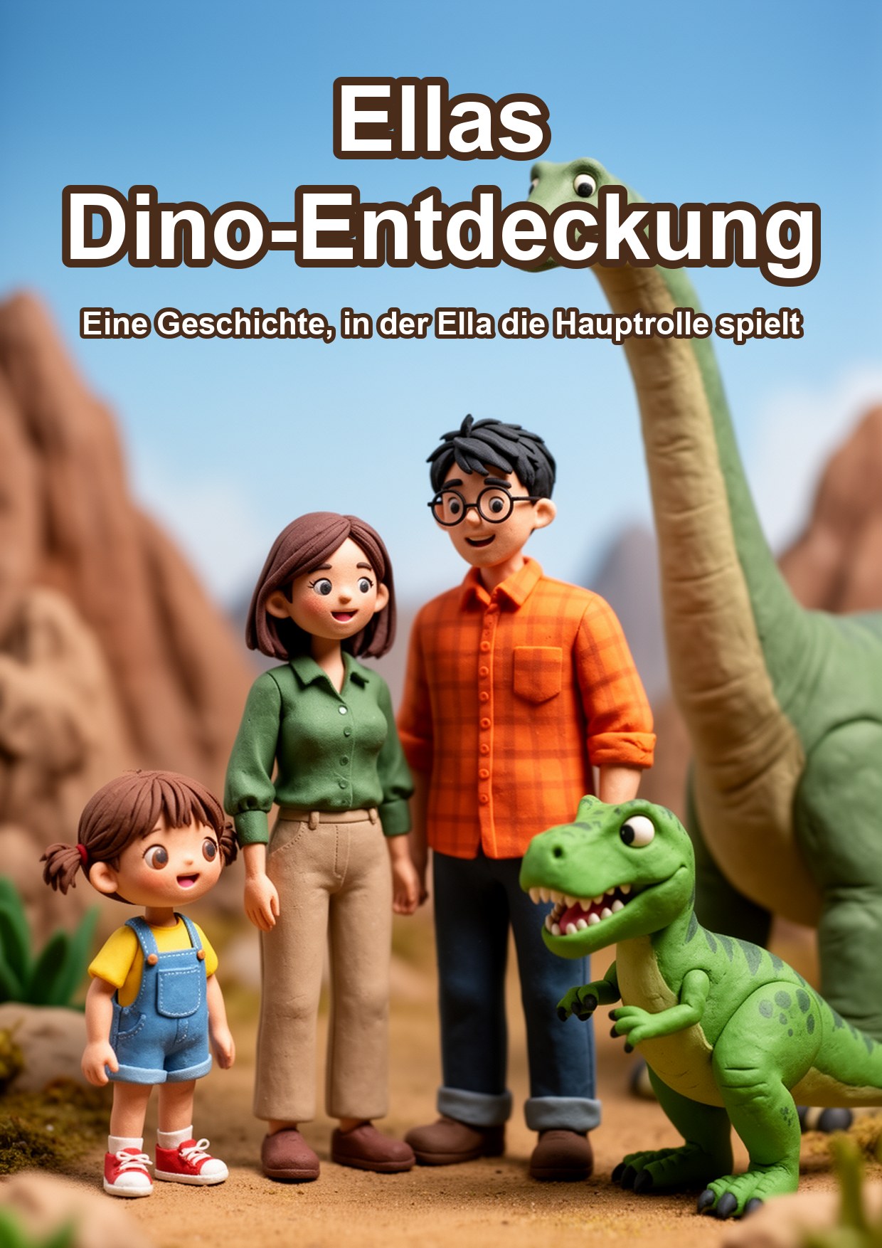 Beispielbuch: Ellas Dino-Entdeckung — dieselben Fotos im Knetanimation-Stil