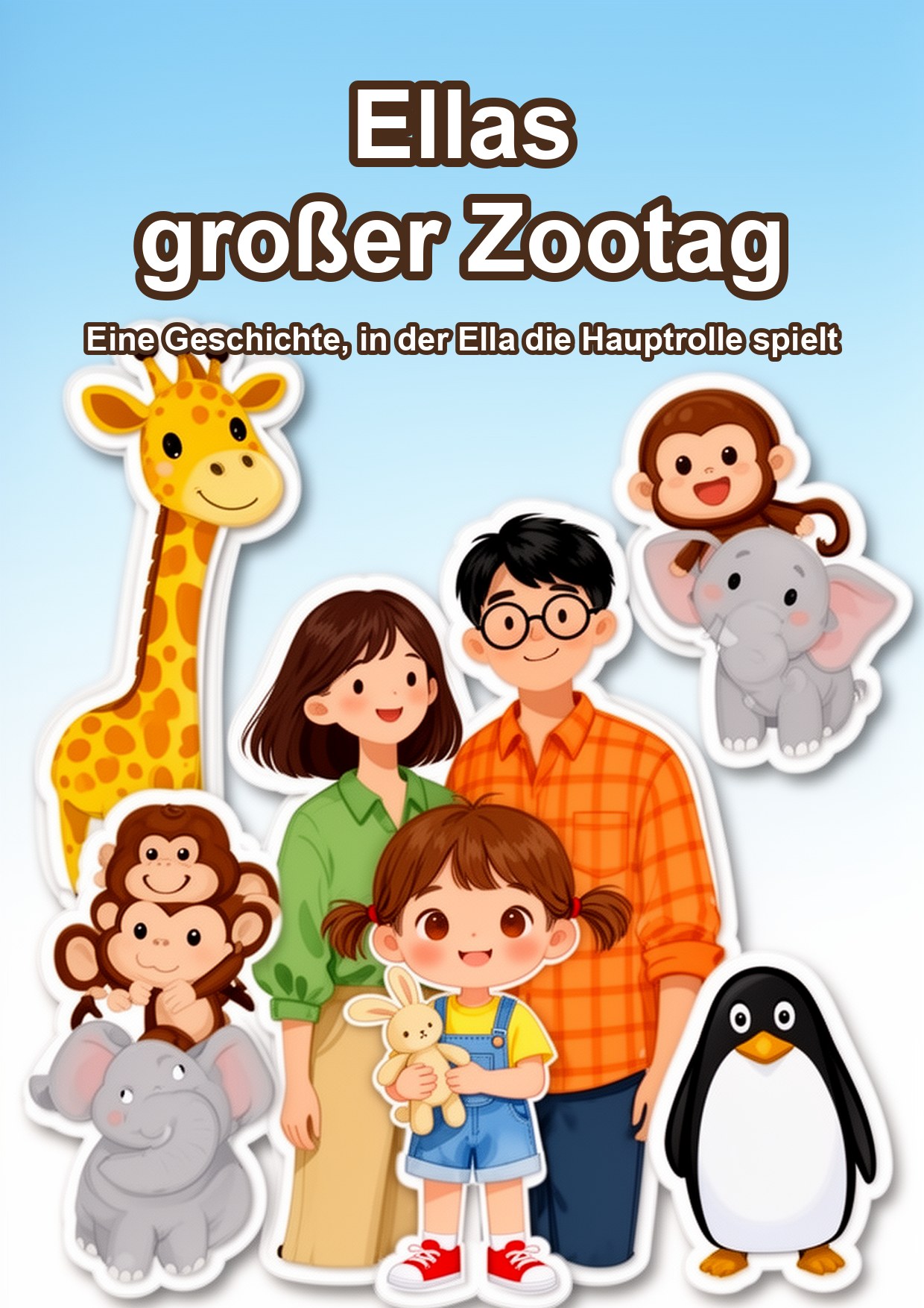 Beispielbuch: Ellas großer Zootag — dieselben Fotos im Stickerkunst-Stil